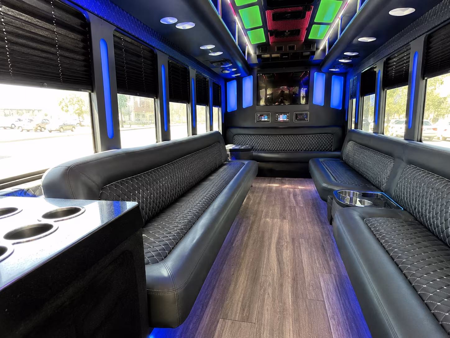 alexandria 15 passenger party bus inside