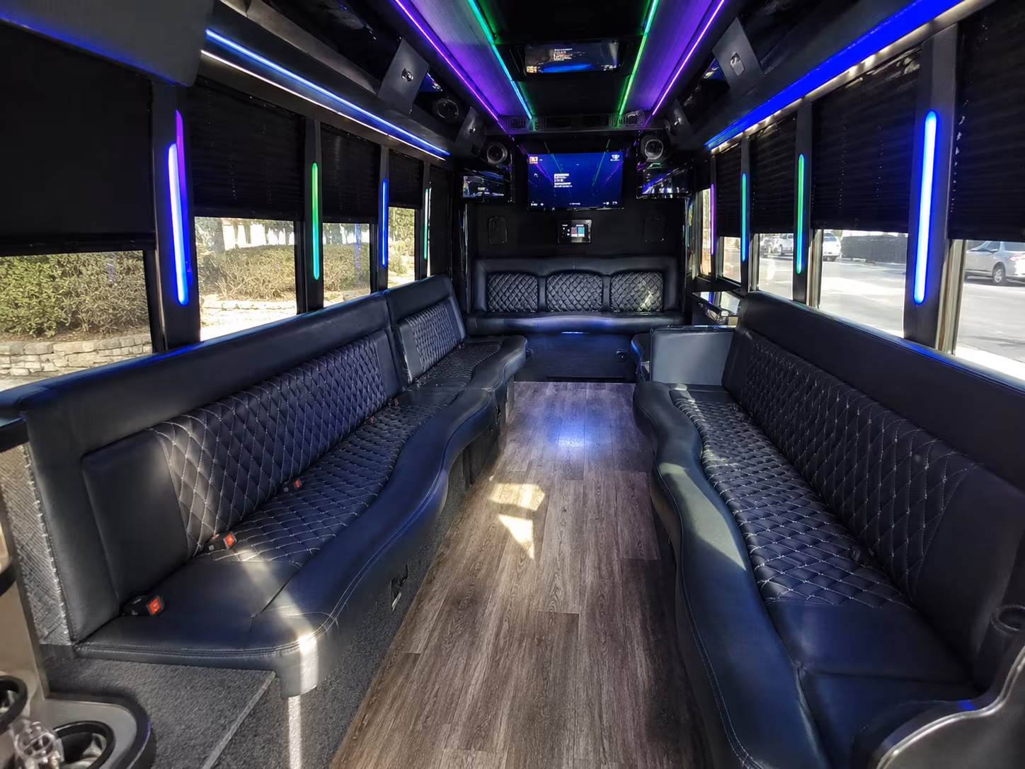 alexandria 15 passenger party bus interior