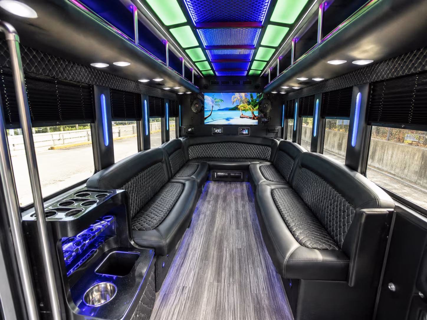 alexandria 18 passenger party bus inside