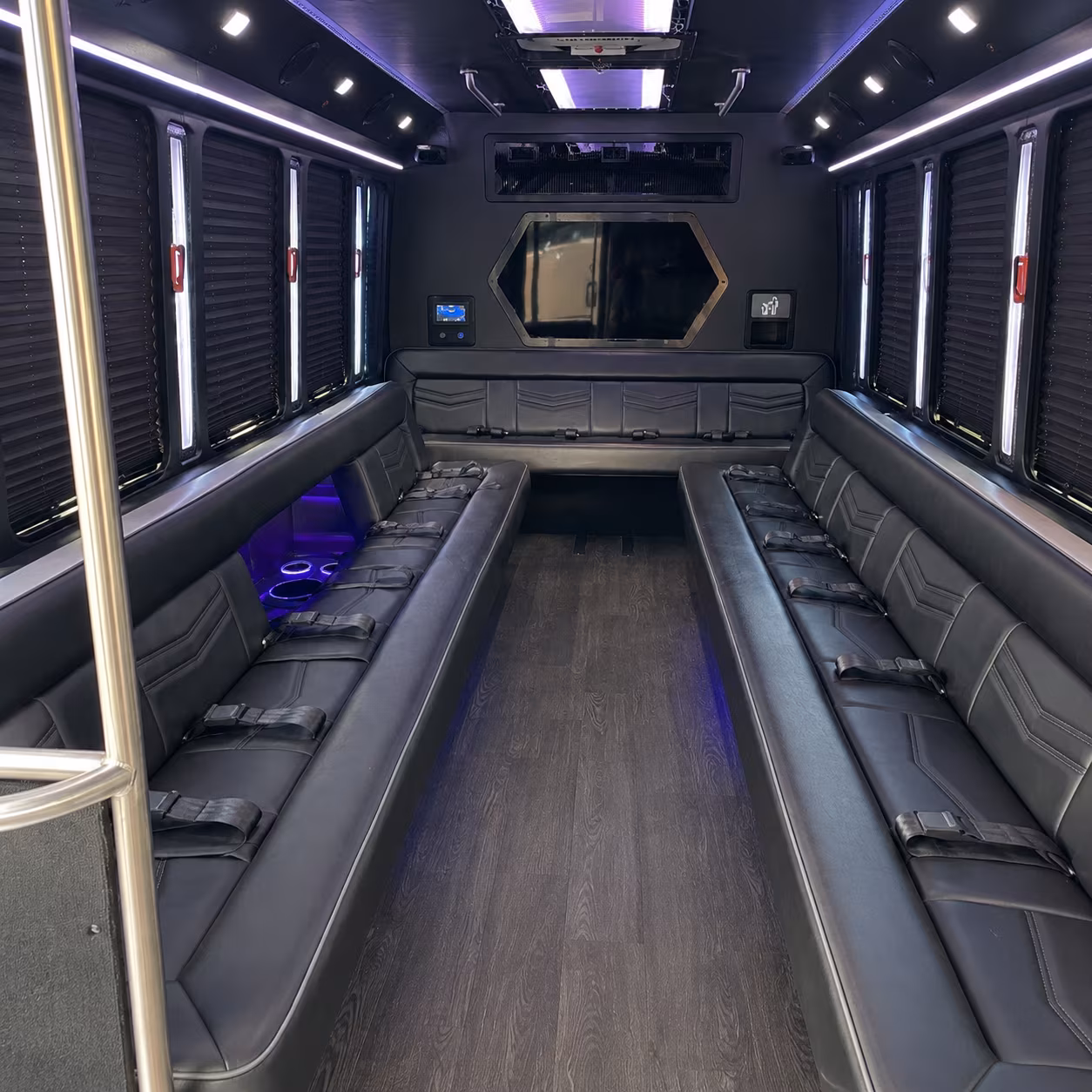 alexandria 18 passenger party bus interior