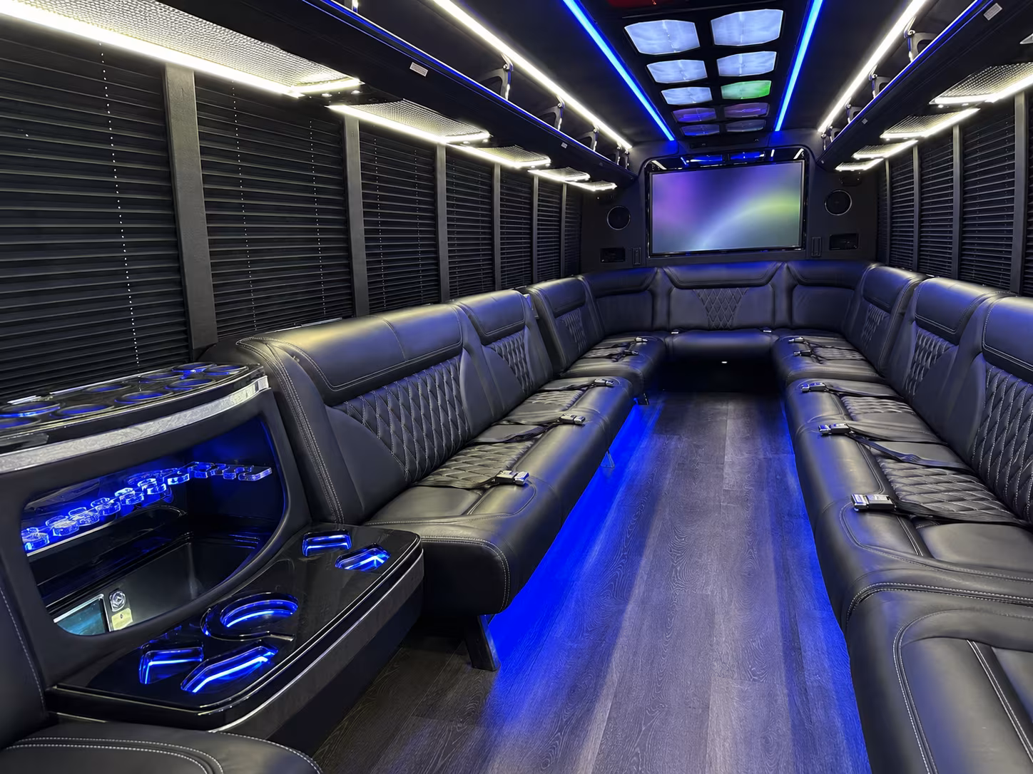 alexandria 20 passenger party bus inside