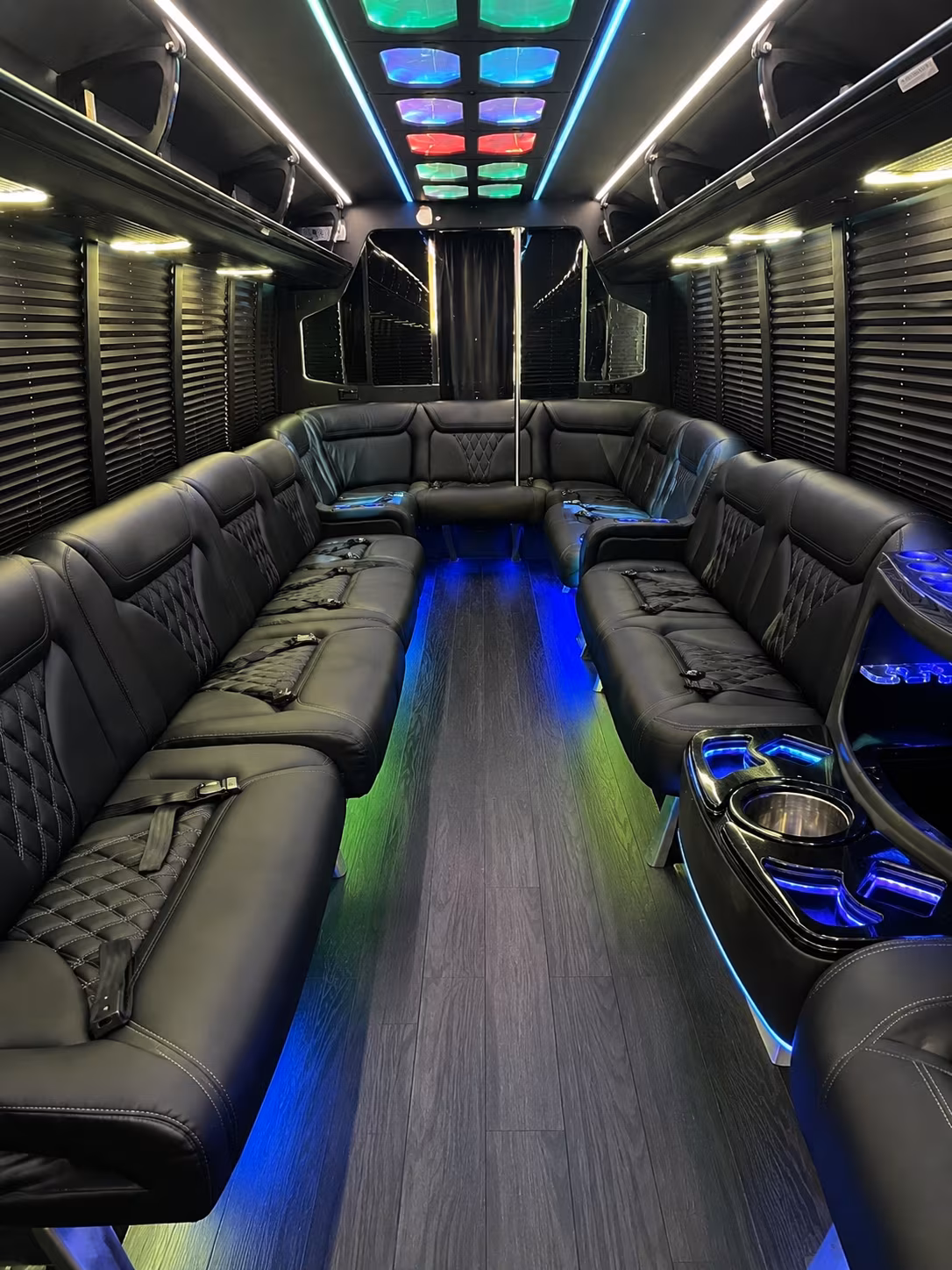 alexandria 20 passenger party bus interior
