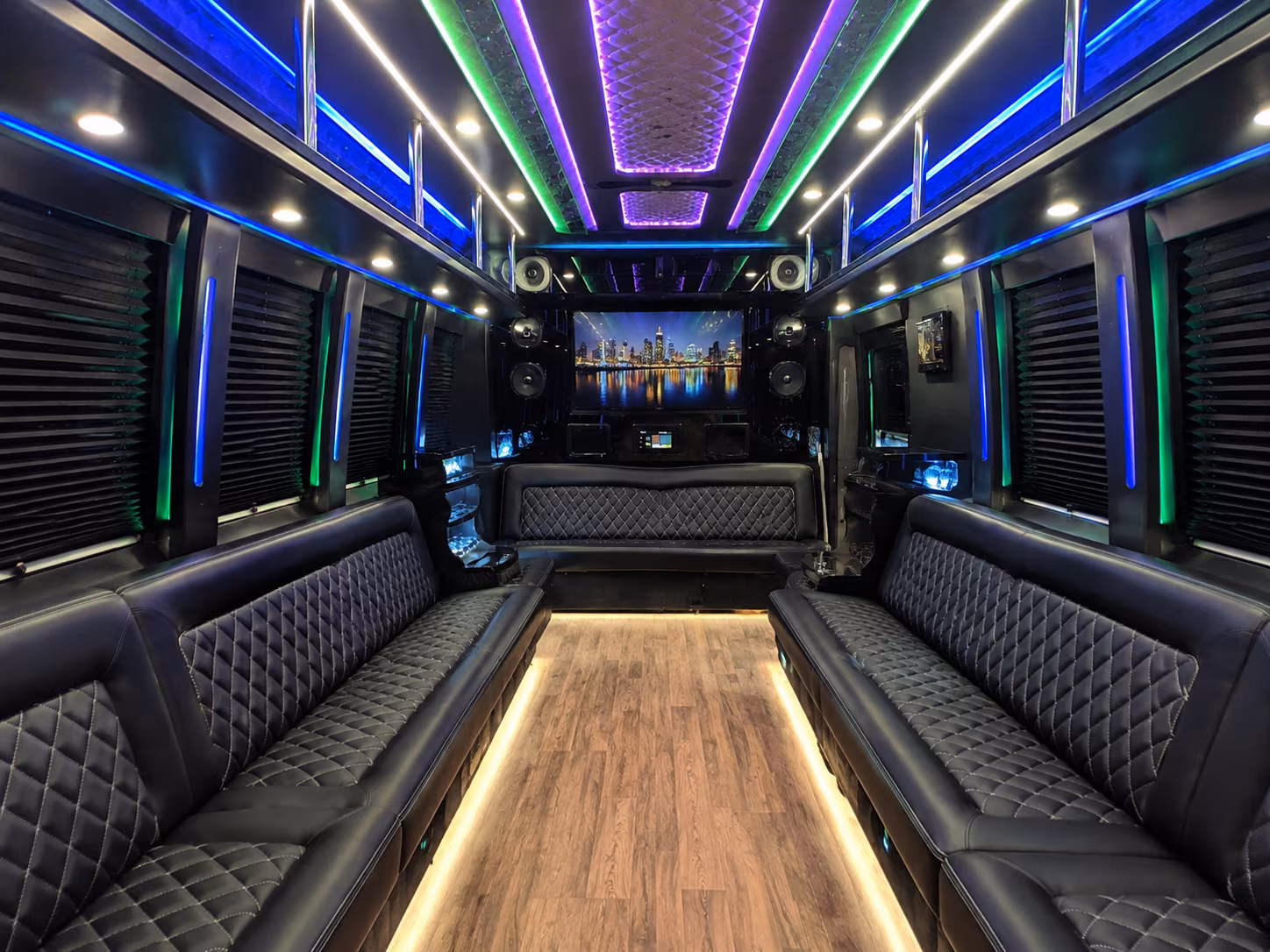 alexandria 25 passenger party bus interior