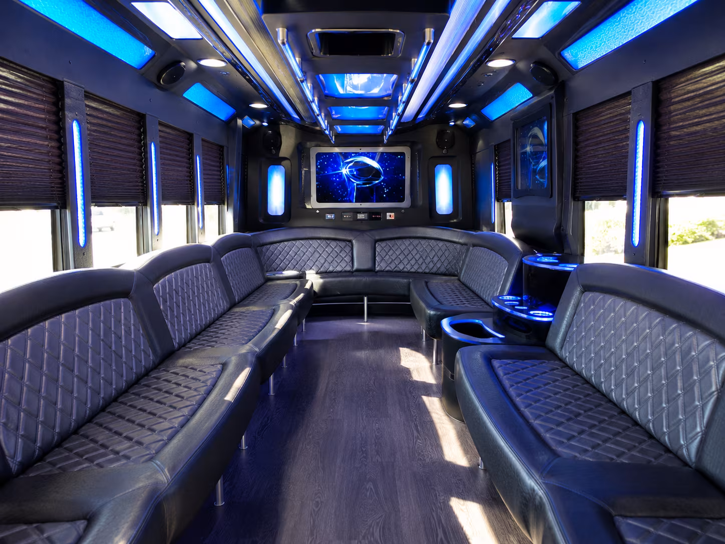 alexandria 28 passenger party bus inside