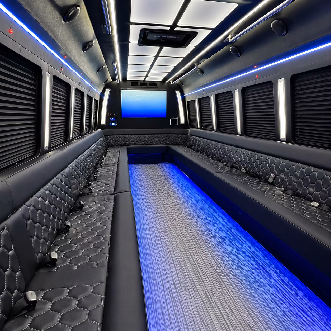 alexandria 50 passenger party bus inside